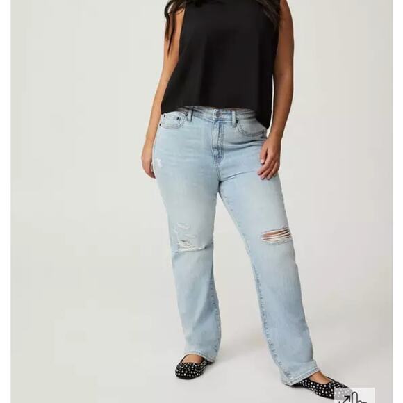Torrid High Rise Straight Jeans Size 18T Tall Distressed - Picture 1 of 12
